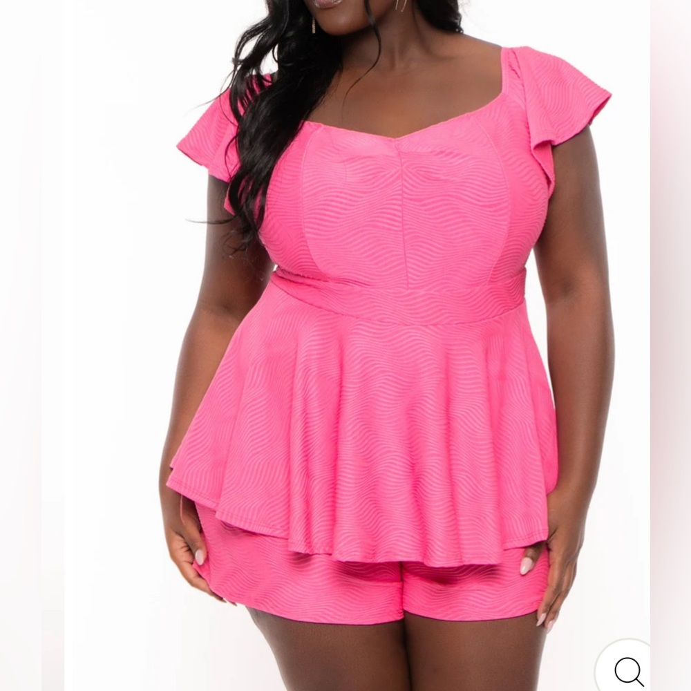 Hot pink plus skirted romper dress 2X NEW